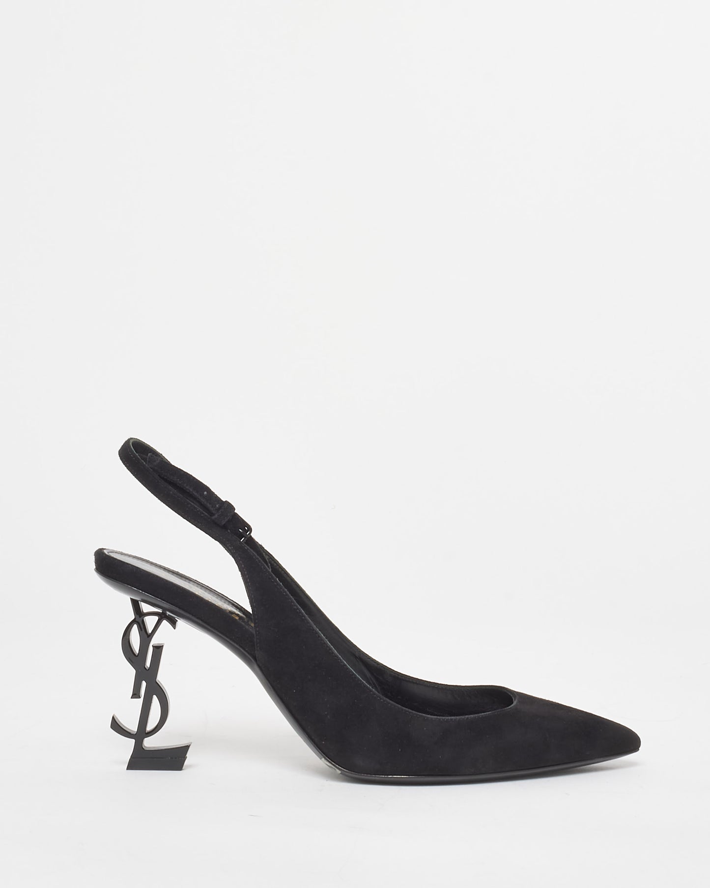 Saint Laurent Black Suede Opyum 85MM Kitten Heels - 36