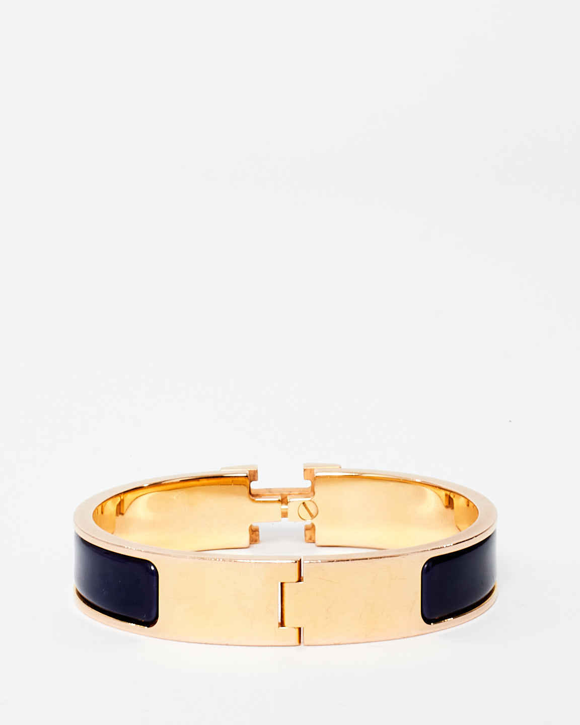 Hermès Navy Blue (Bleu Abysse) 
Rose Gold Clic Clac Bracelet - PM