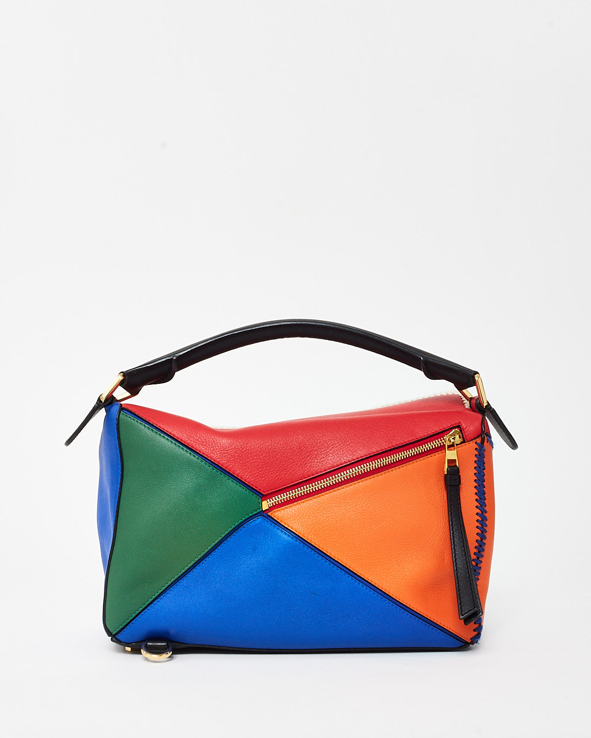 Loewe Black 
Multi Color Leather Patchwork Medium Puzzle Bag