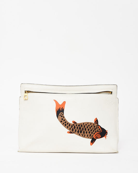 Loewe White Leather Koi Fish T-Pouch - Wristlet Missing