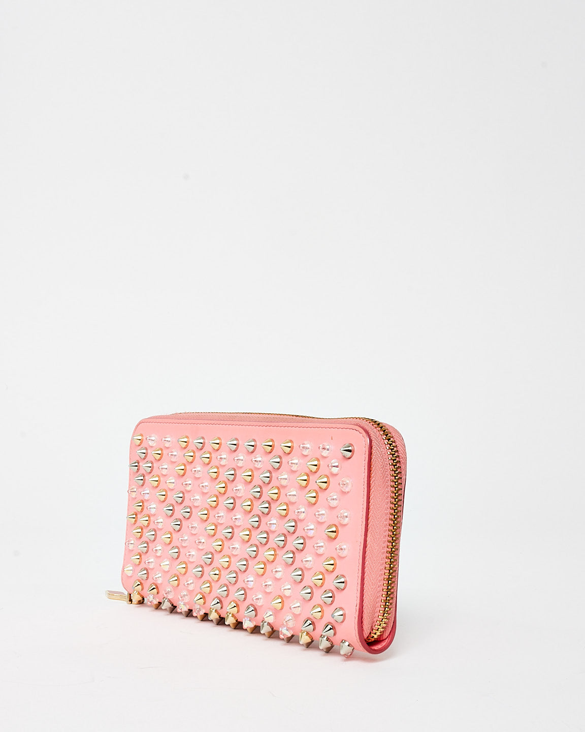 Christian Louboutin Pink Studded Zippy Wallet