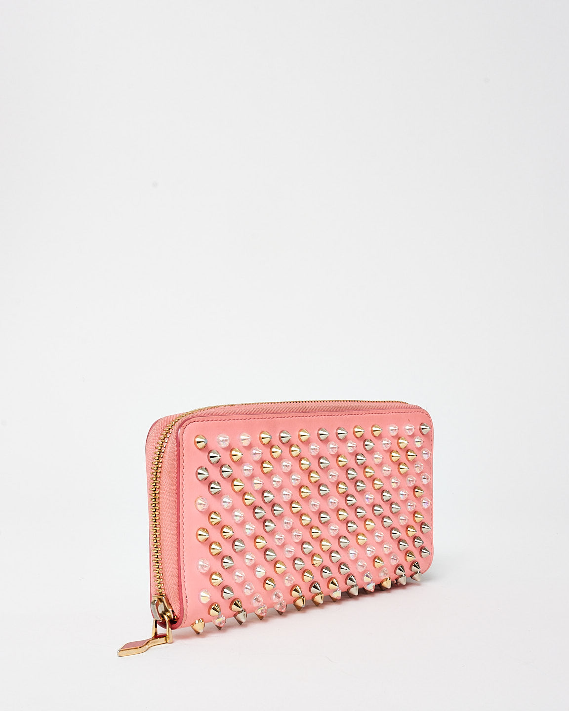 Christian Louboutin Pink Studded Zippy Wallet