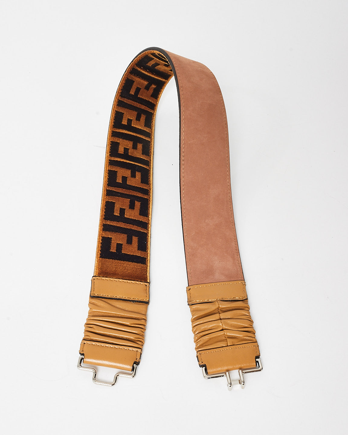 Fendi Brown Zucca Print Velvet Belt - 75/30