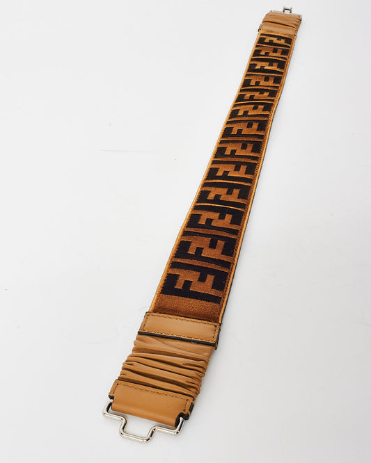 Fendi Brown Zucca Print Velvet Belt - 75/30