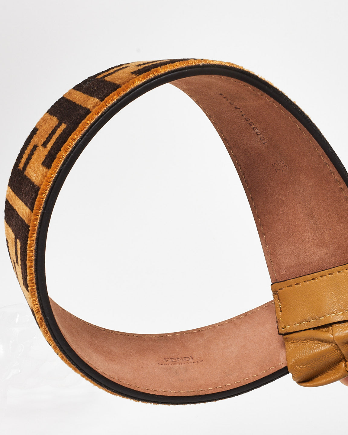 Fendi Brown Zucca Print Velvet Belt - 75/30