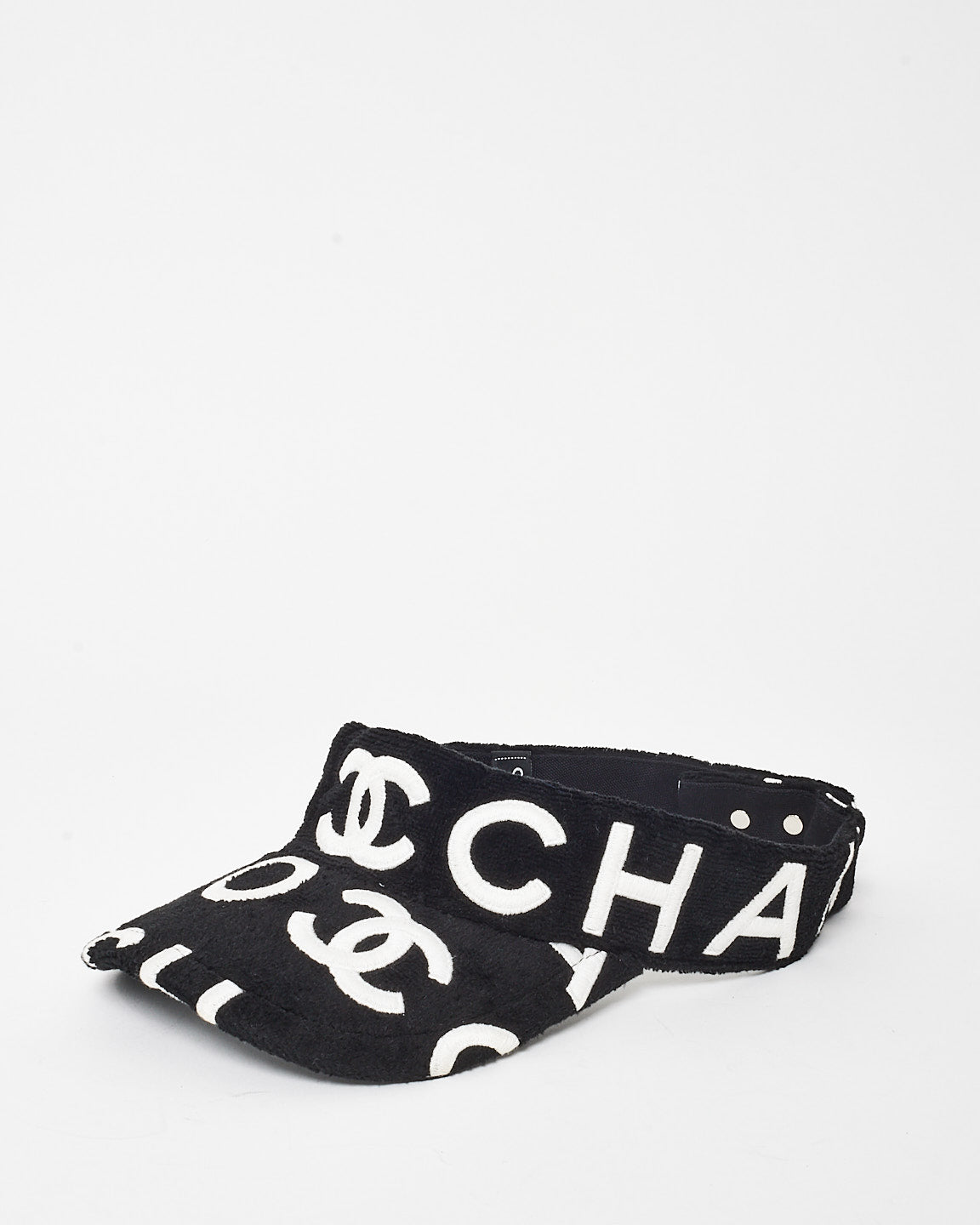 Chanel Black Terry Cloth Coco Logo Visor