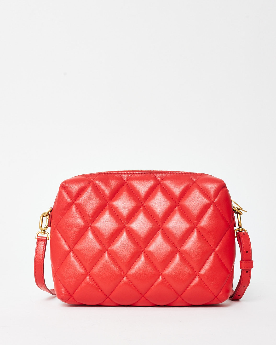 Balenciaga Red Quilted Leather Touch B Logo Camera Bag