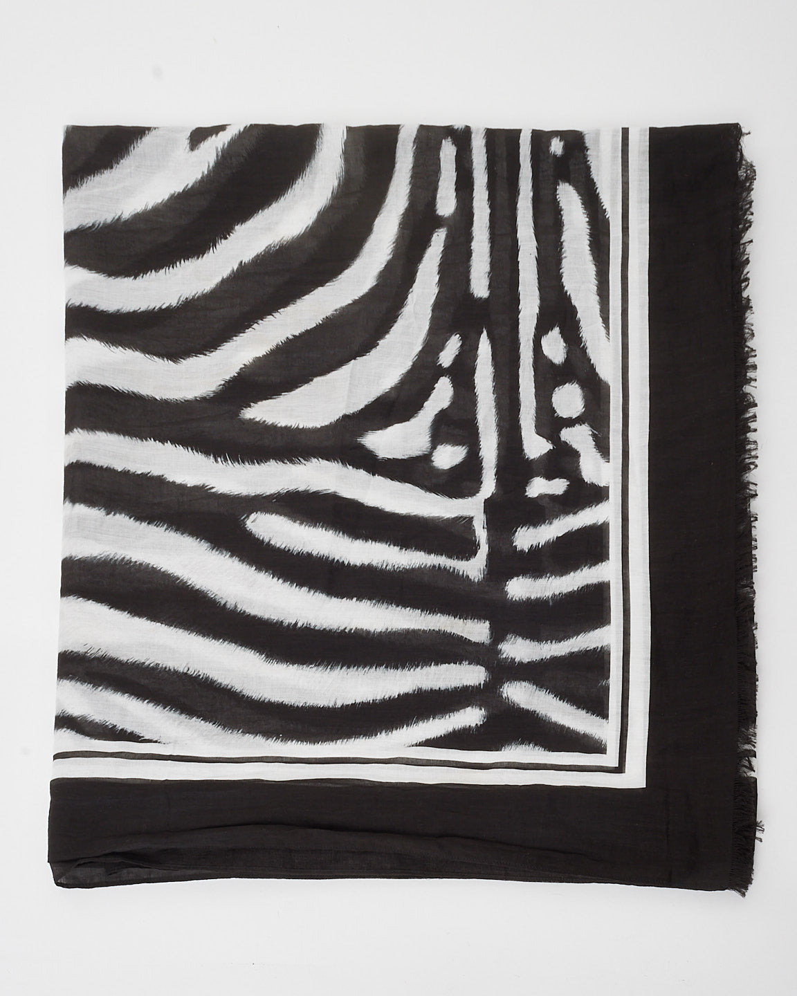 Dolce 
Gabbana "Beachwear" Black 
White Zebra Print Chiffon Shawl Scarf