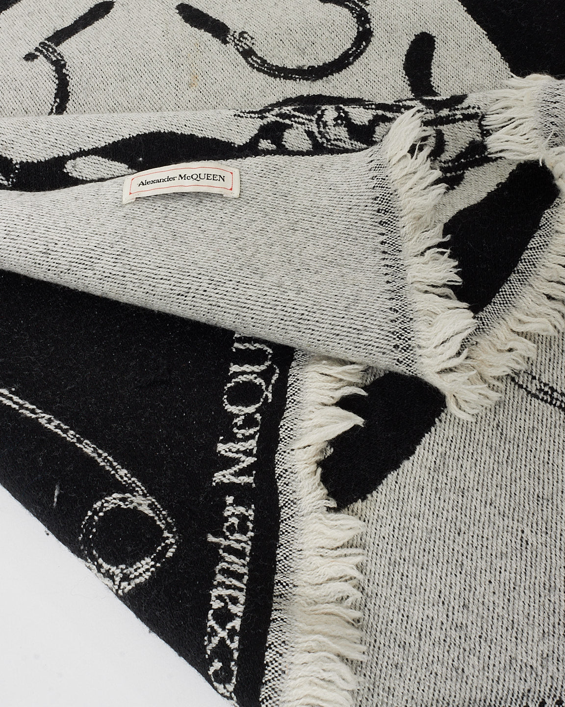 Alexander McQueen Grey 
Black Pierced Skull Face Scarf