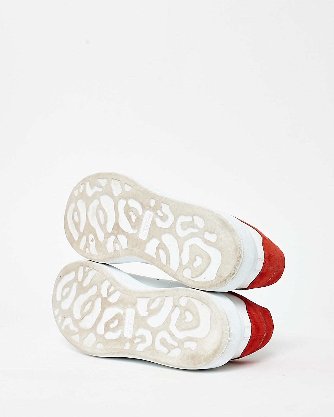 Alexander McQueen White 
Red Suede Croc Oversized Sneakers - 41