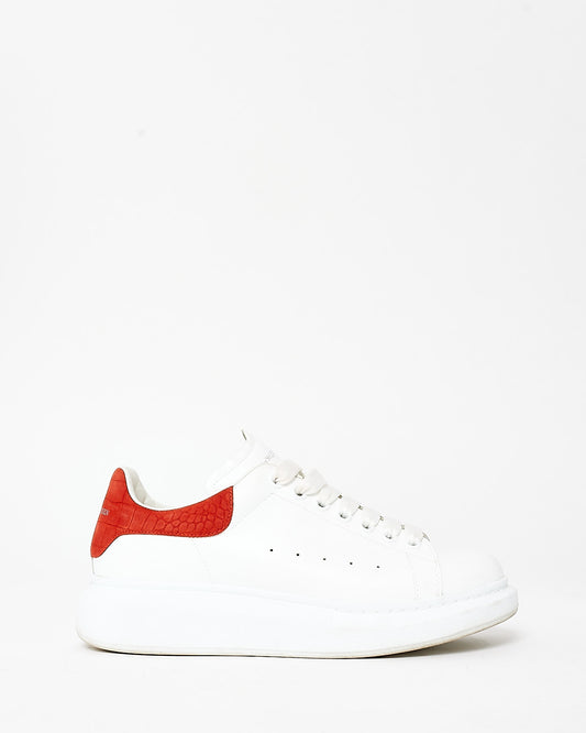 Alexander McQueen White 
Red Suede Croc Oversized Sneakers - 41