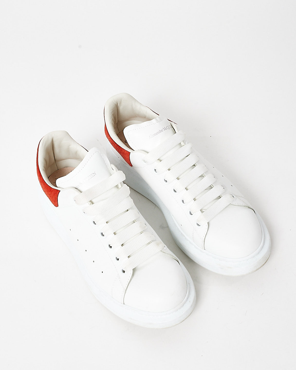 Alexander McQueen White 
Red Suede Croc Oversized Sneakers - 41