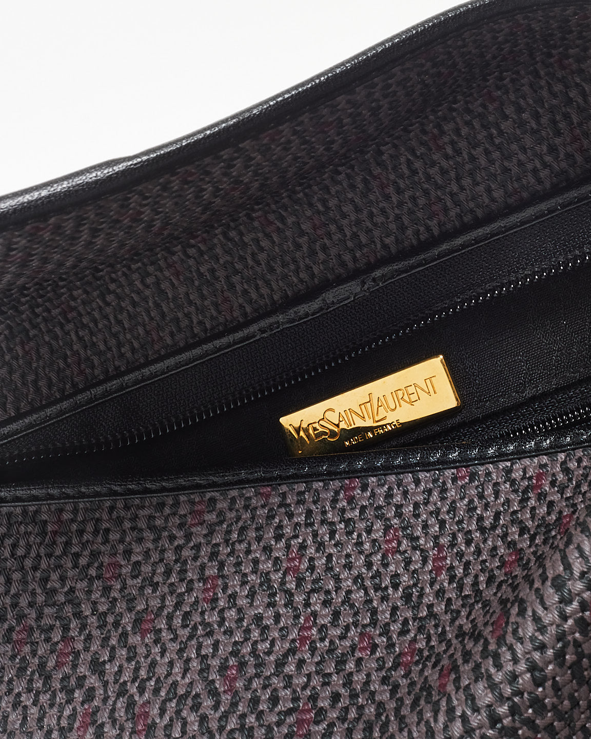 Saint Laurent Vintage Dark Brown 
Black Canvas Clutch