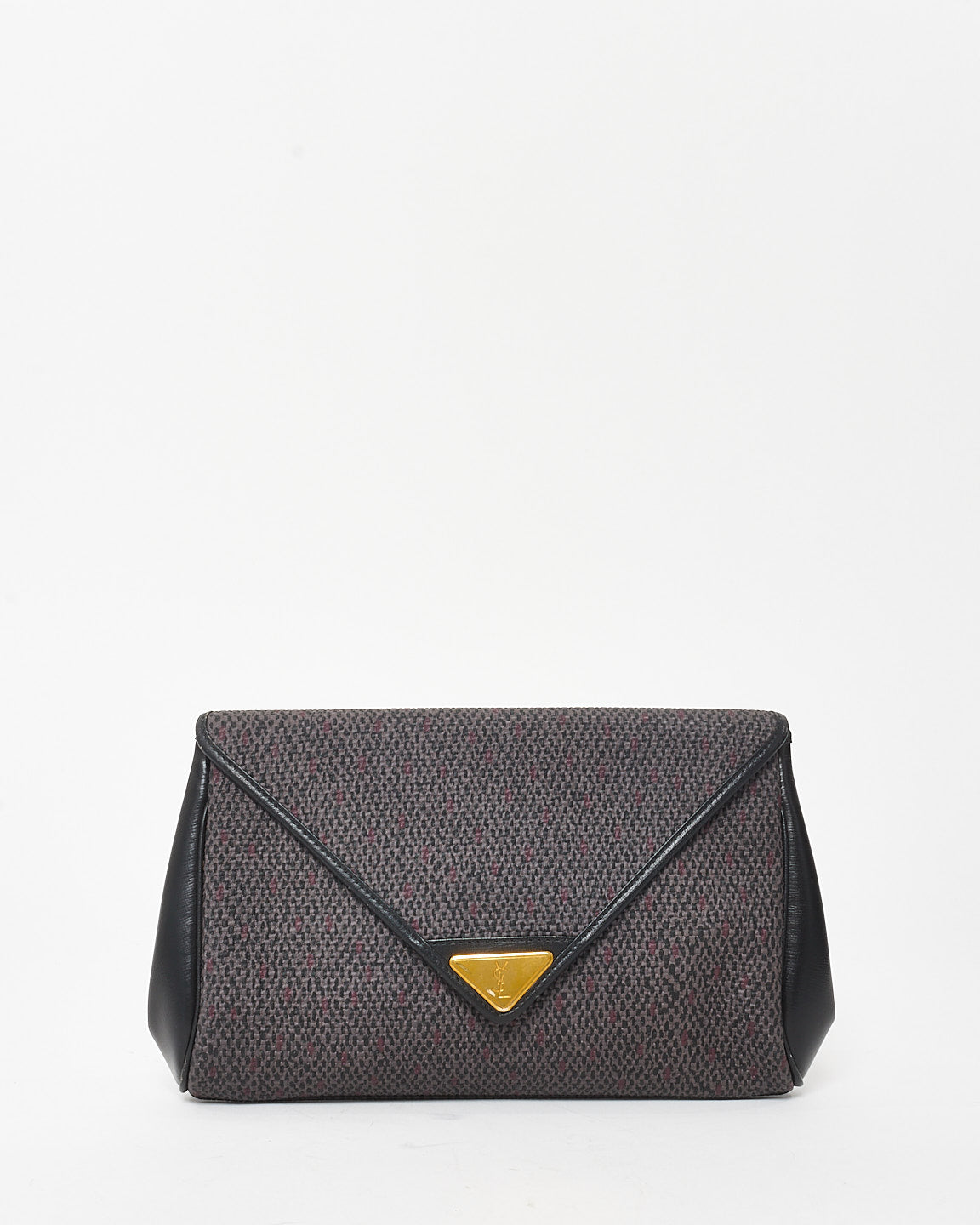 Saint Laurent Vintage Dark Brown 
Black Canvas Clutch