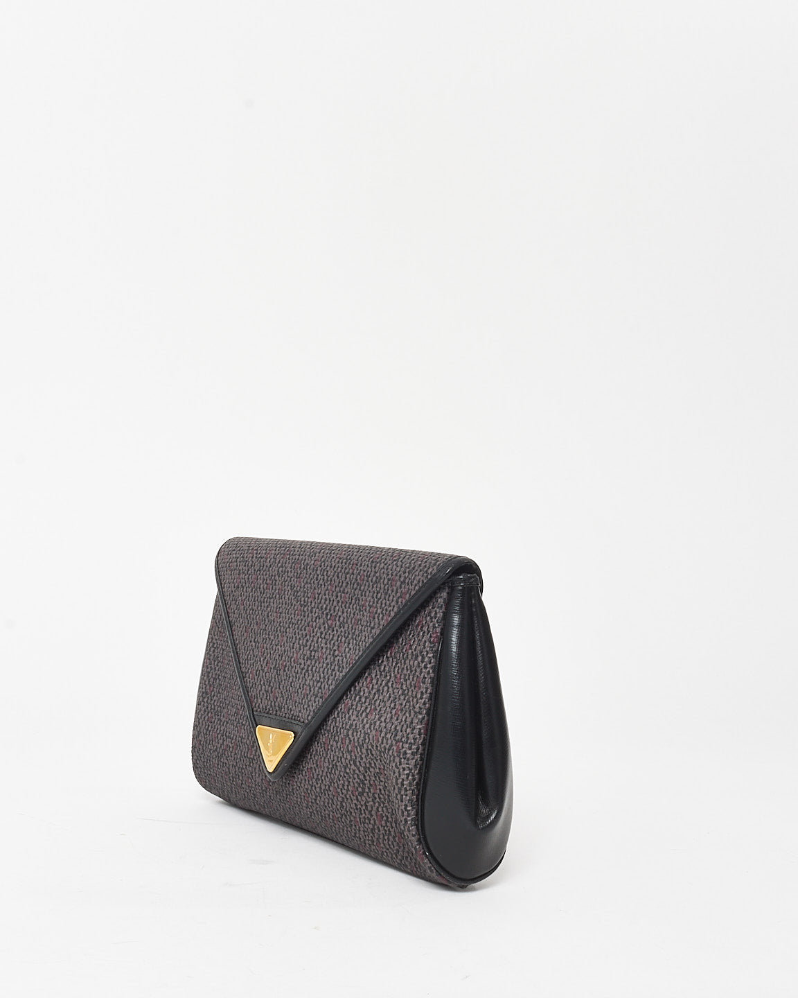 Saint Laurent Vintage Dark Brown 
Black Canvas Clutch