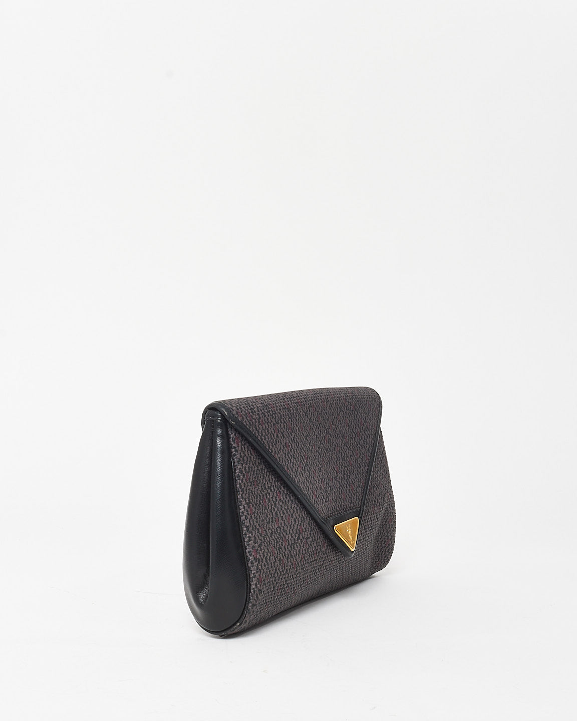 Saint Laurent Vintage Dark Brown 
Black Canvas Clutch