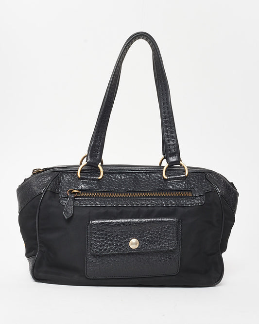 Prada Vintage Black Nylon 
Leather Pocket Shoulder Bag