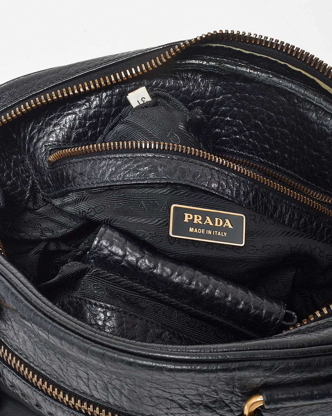 Prada Vintage Black Nylon 
Leather Pocket Shoulder Bag