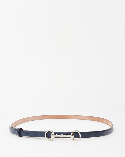 Gucci Navy Blue Leather Vintage Horsebit Belt - 105/42