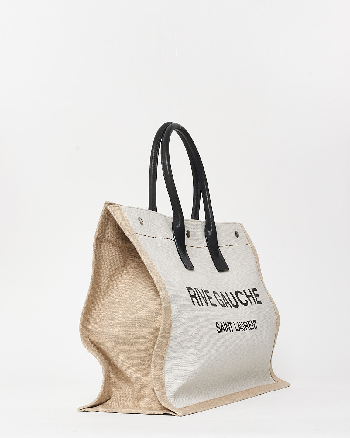 Saint Laurent Beige Canvas "Rive Gauche" Tote Bag