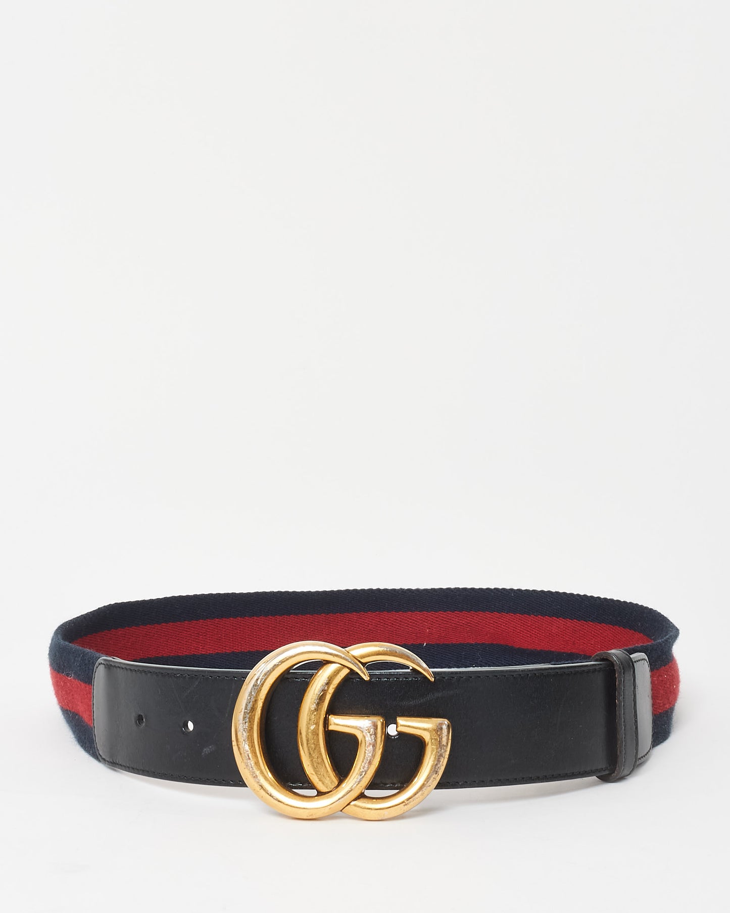 Gucci Blue 
Red Web Canvas GG Marmont Belt - 80/32