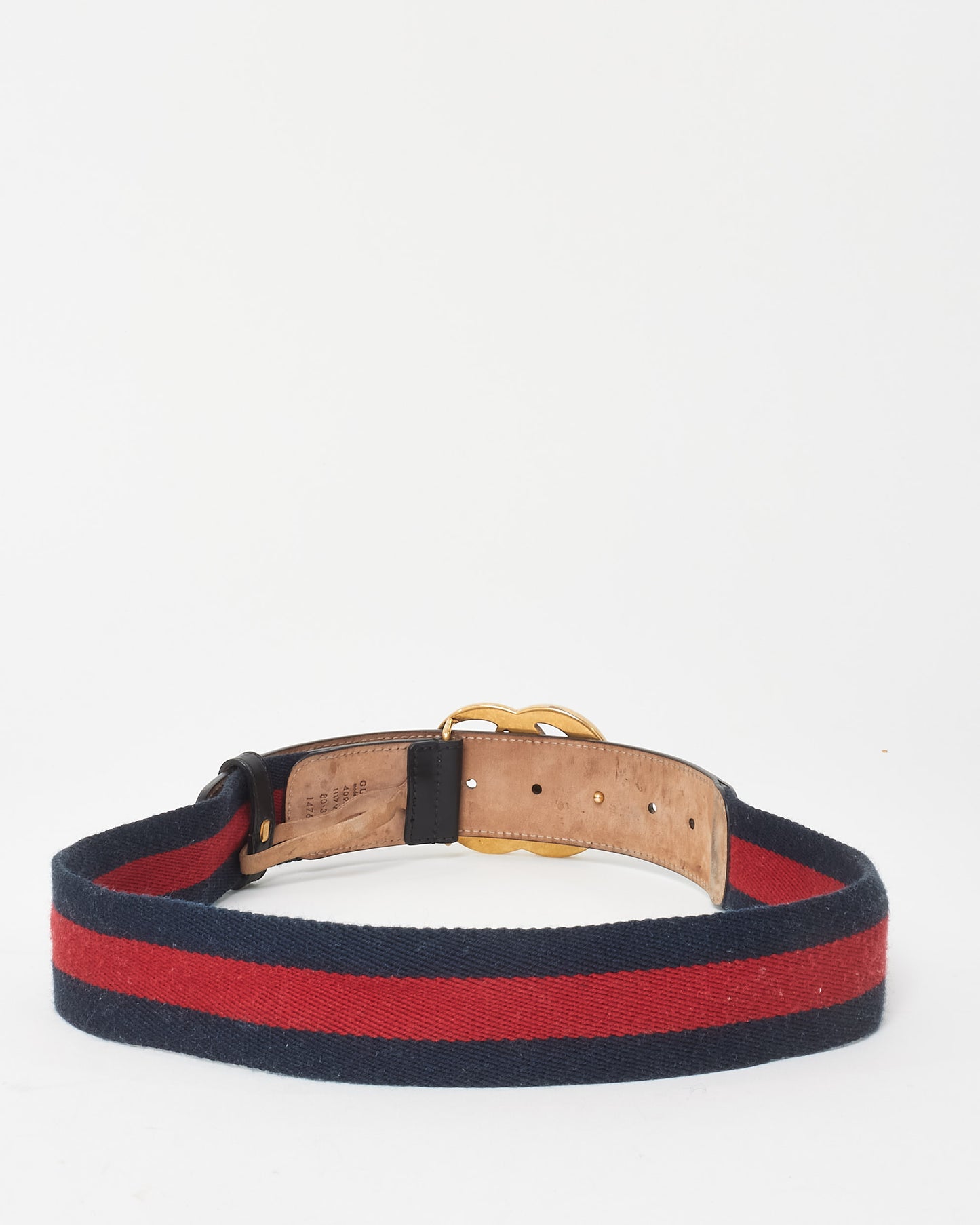 Gucci Blue 
Red Web Canvas GG Marmont Belt - 80/32