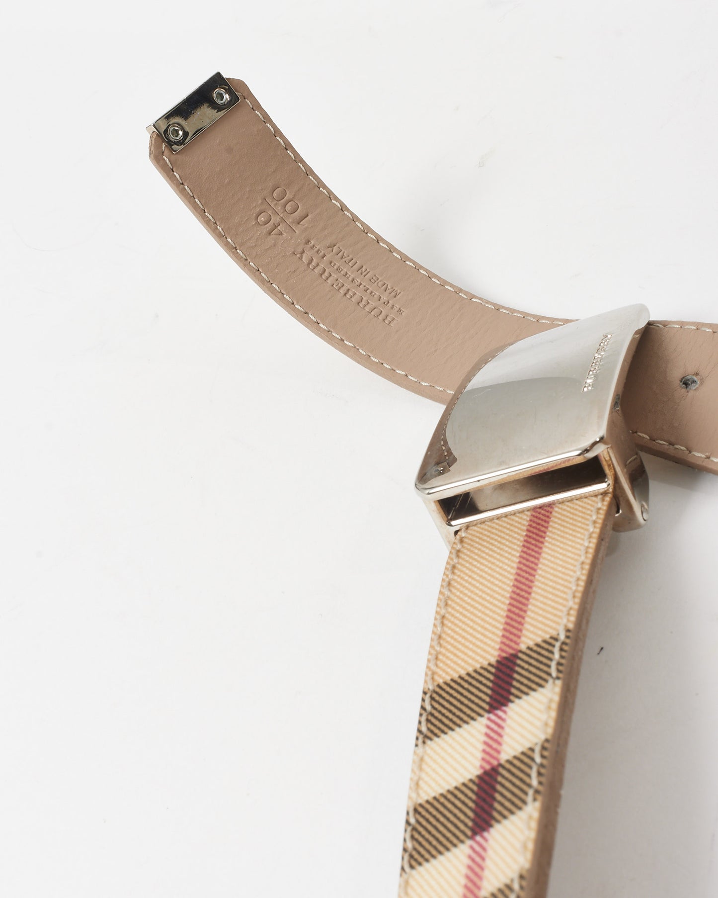 Burberry Beige Plaid Canvas Belt - 100/40