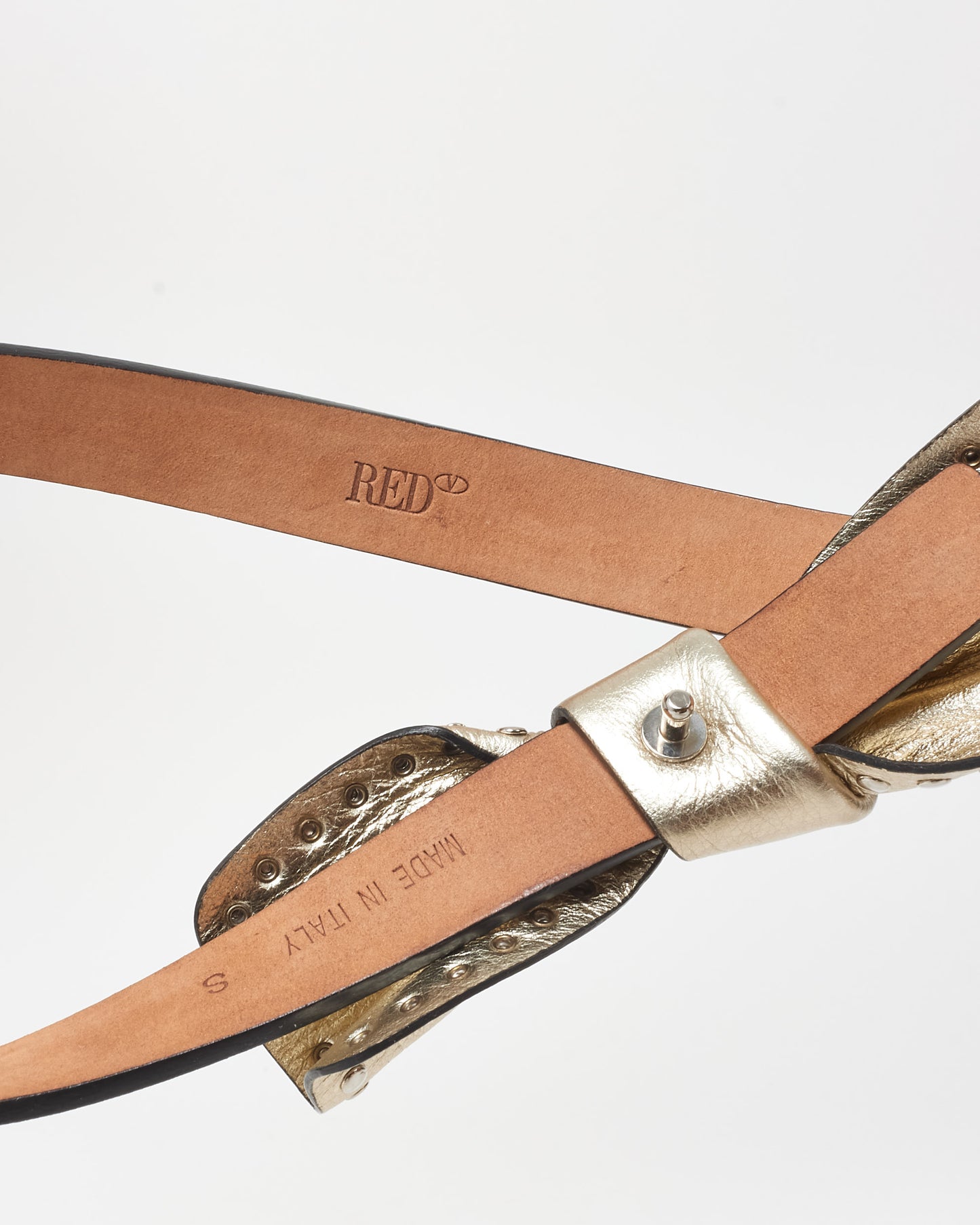 Valentino RED Gold Leather Bow Belt - S