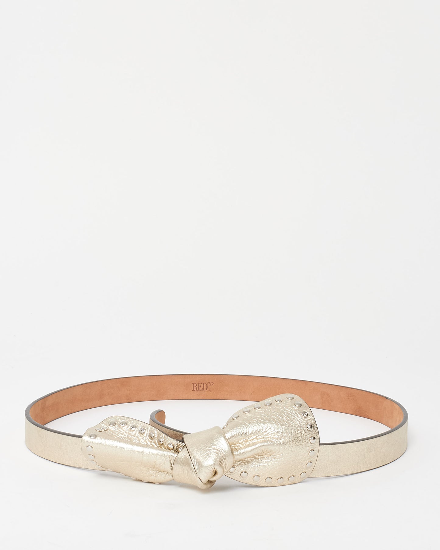 Valentino RED Gold Leather Bow Belt - S