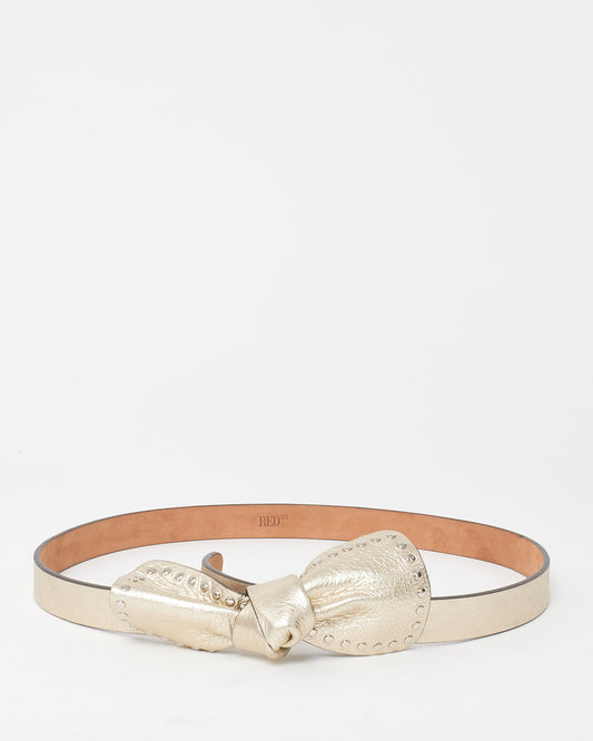 Valentino RED Gold Leather Bow Belt - S