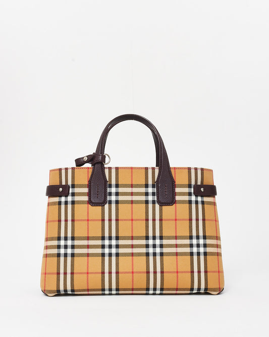 Burberry Vintage Check Canvas 
Burgundy Leather Banner Tote