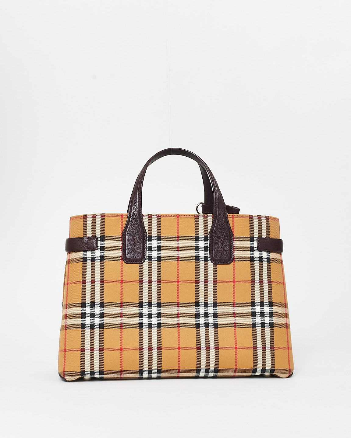 Burberry Vintage Check Canvas 
Burgundy Leather Banner Tote