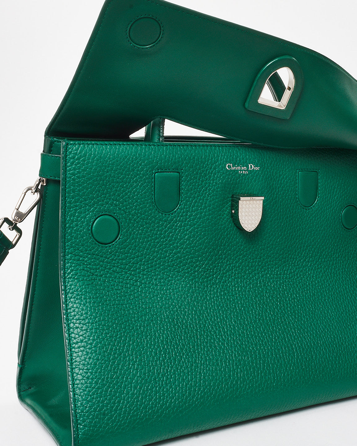 Dior Dark Green Leather Diorever Medium Flap Bag