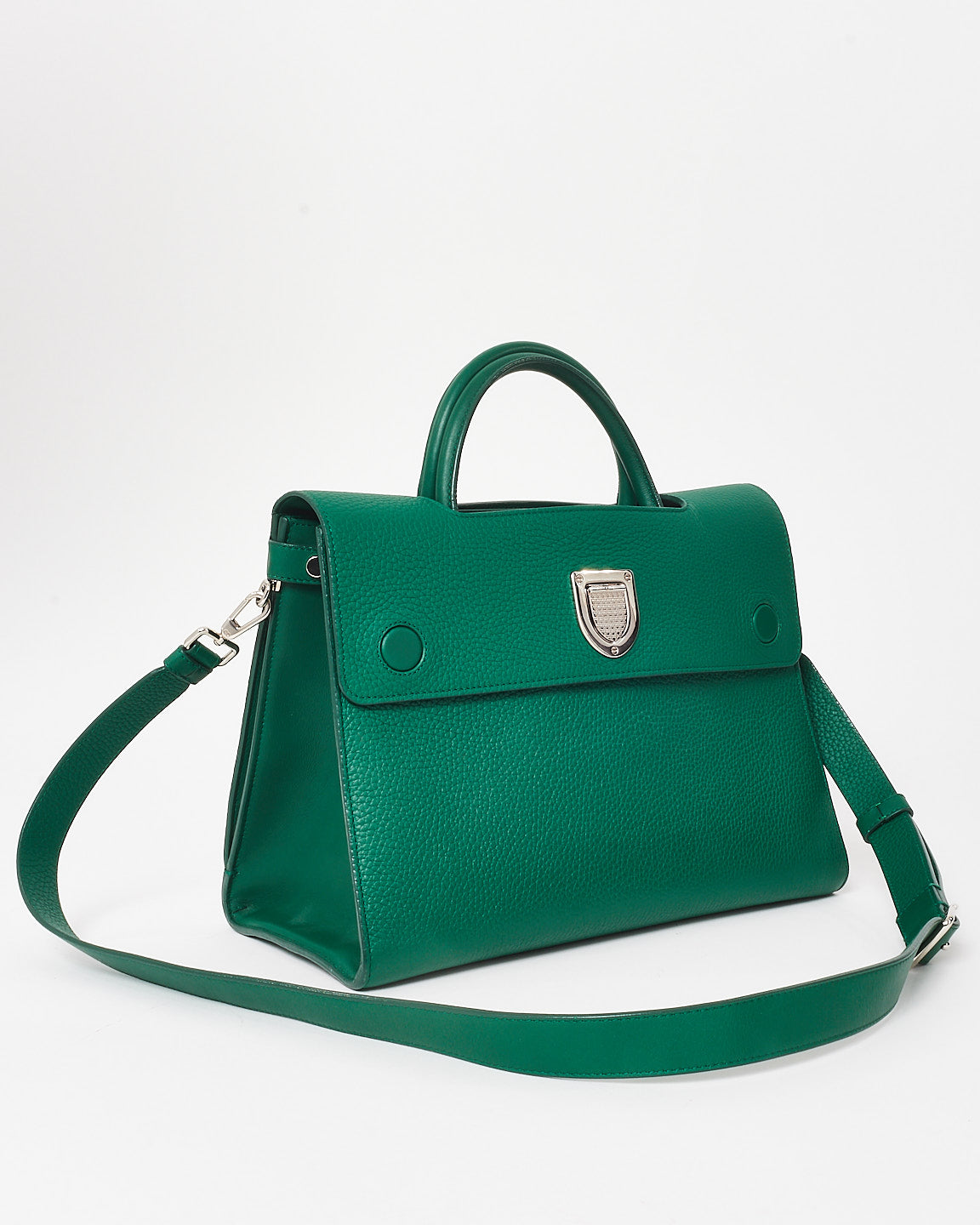 Dior Dark Green Leather Diorever Medium Flap Bag