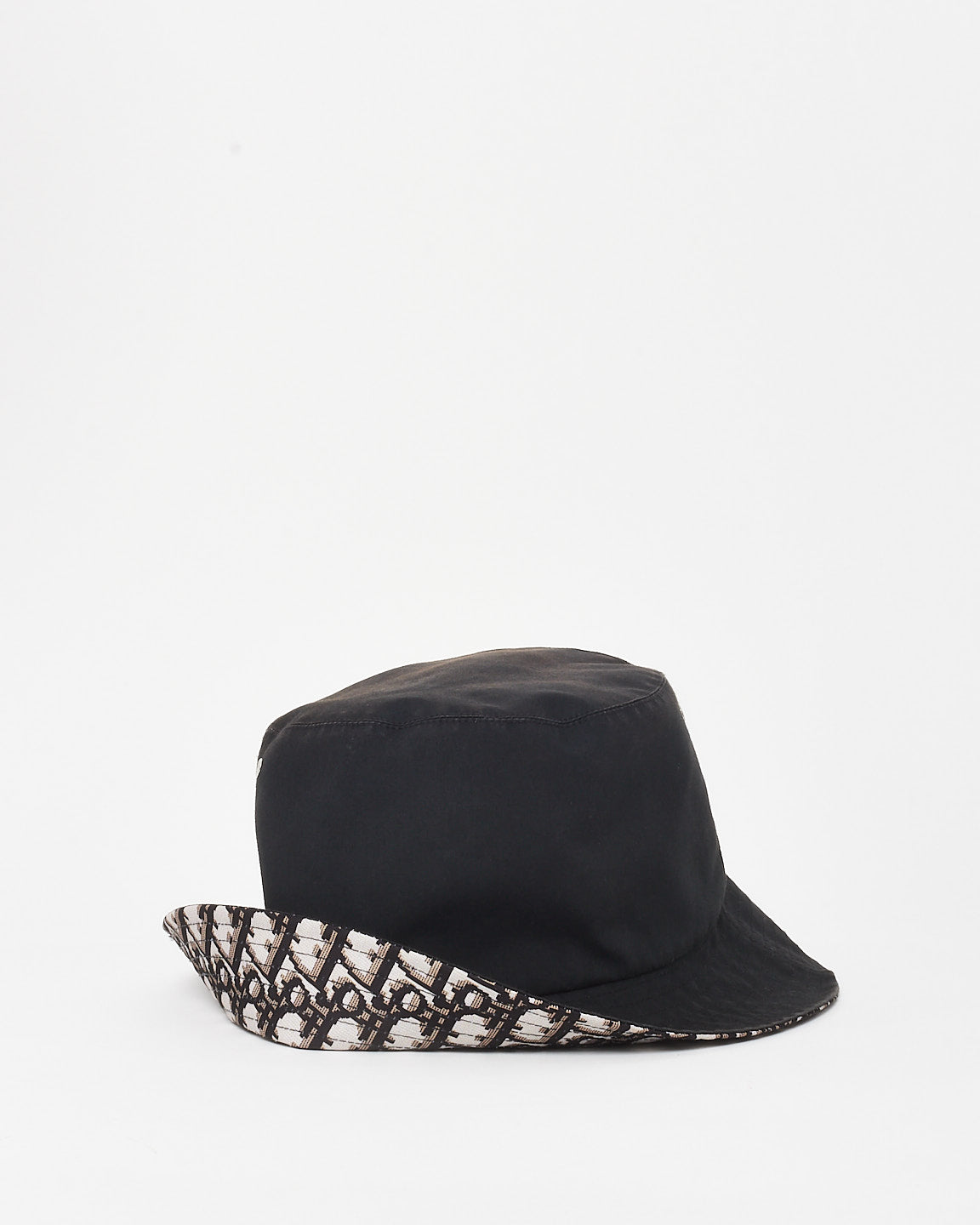 Dior Black Nylon 
Oblique Reversible Bucket Hat - 59