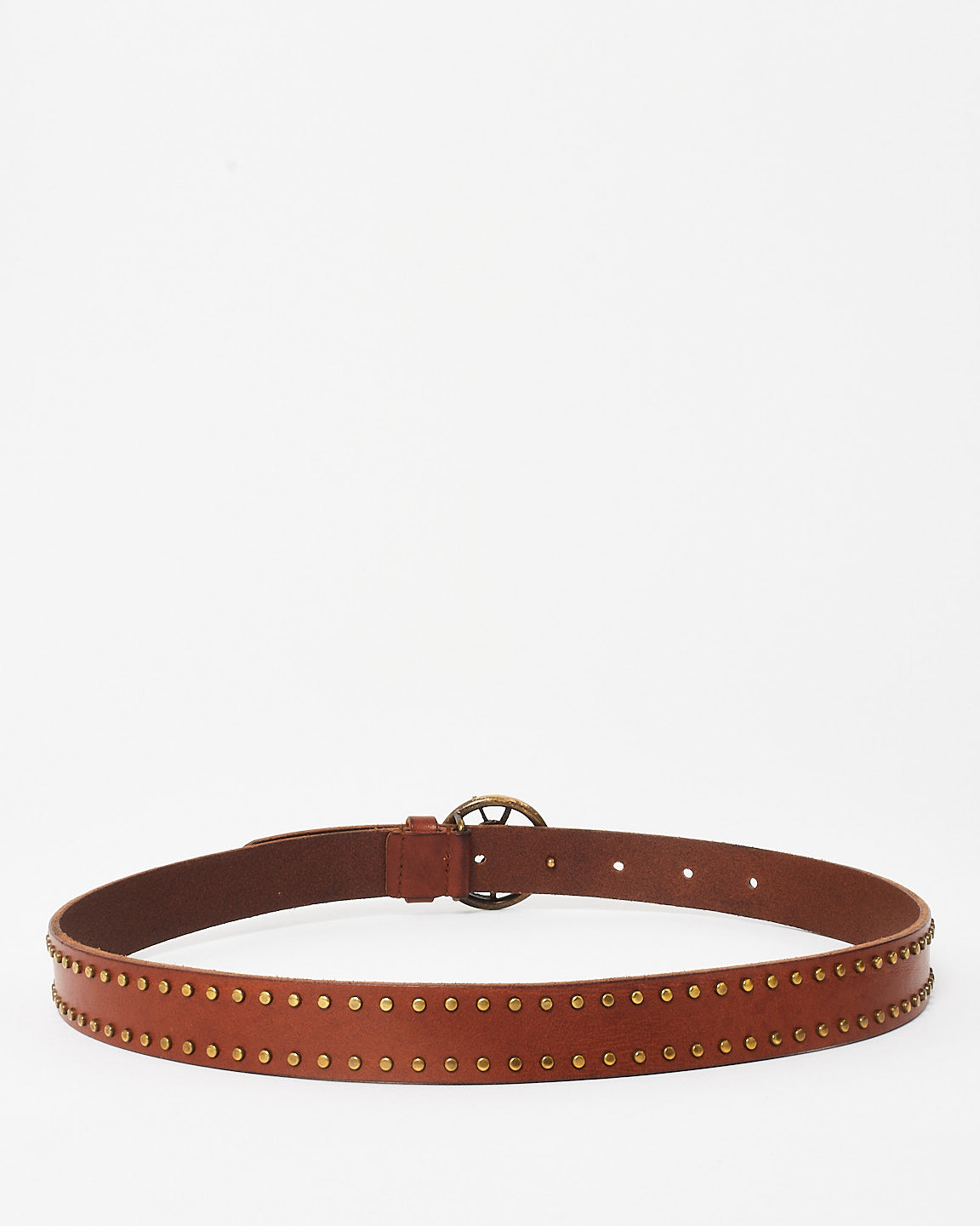 Saint Laurent Vintage Brown Leather Studded Serpent Belt - 75