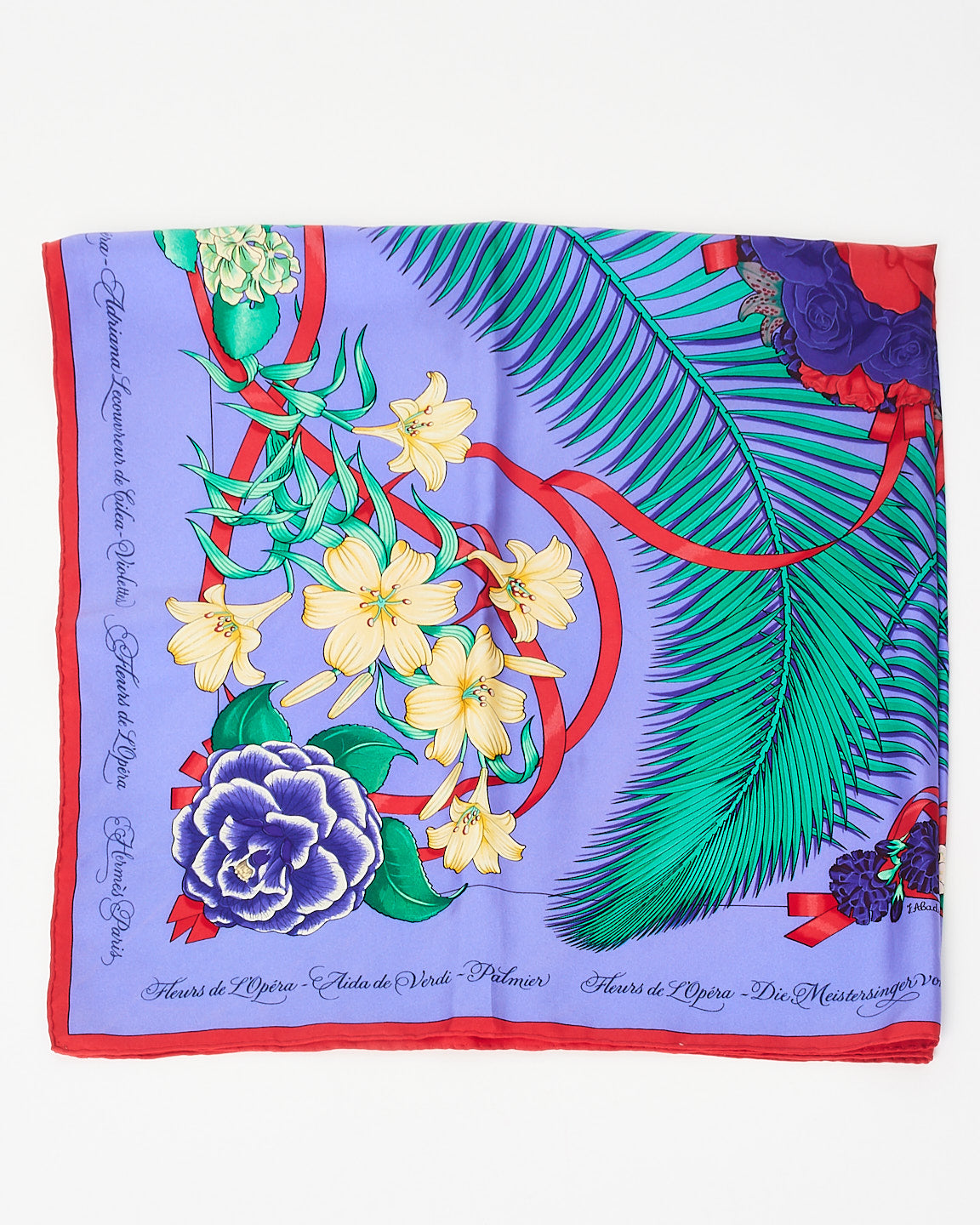 Hermès Purple Multi "Fleurs De L
Opéra" Silk Scarf