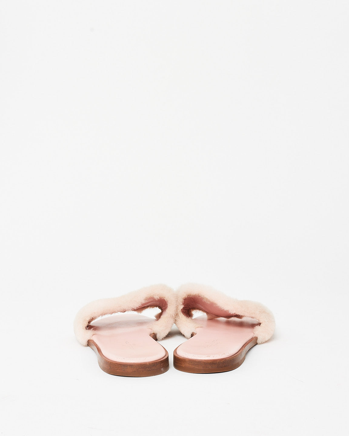 Louis Vuitton Pink Shearling 
Lock Slides - 35