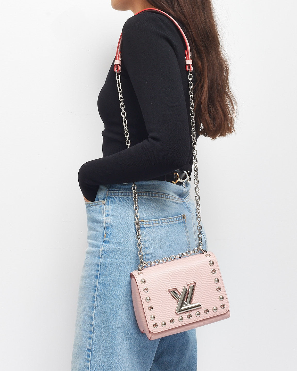 Louis Vuitton Pink Epi Leather Studded Twist Crossbody Bag