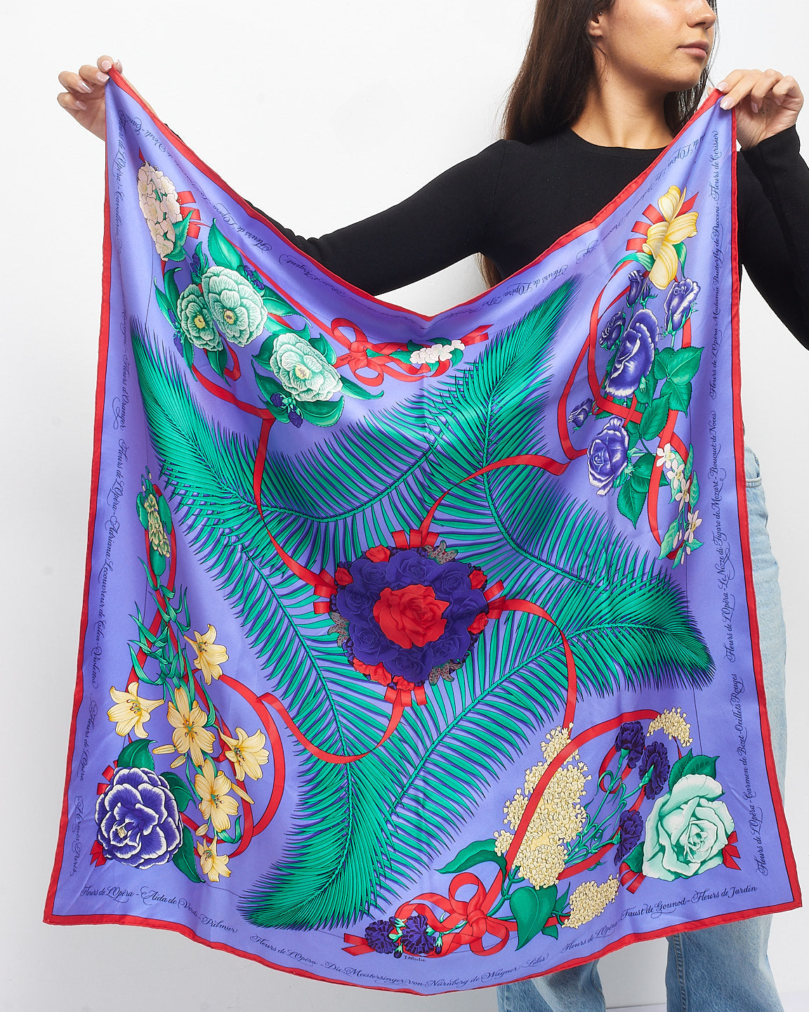 Hermès Purple Multi "Fleurs De L
Opéra" Silk Scarf