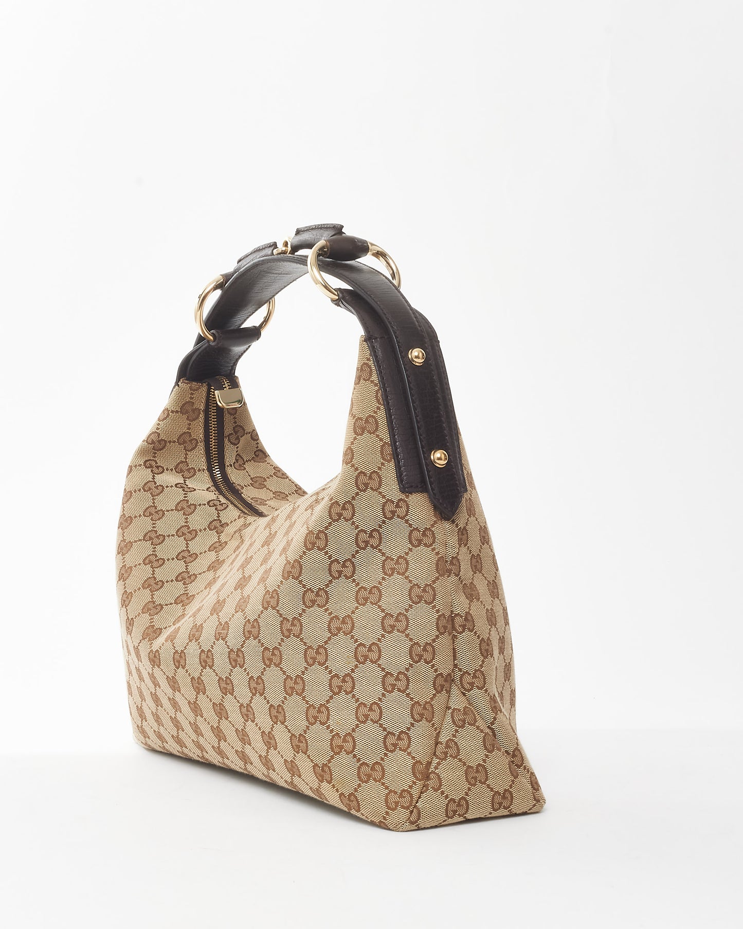 Gucci Brown Monogram Canvas Horsebit Hobo Shoulder Bag