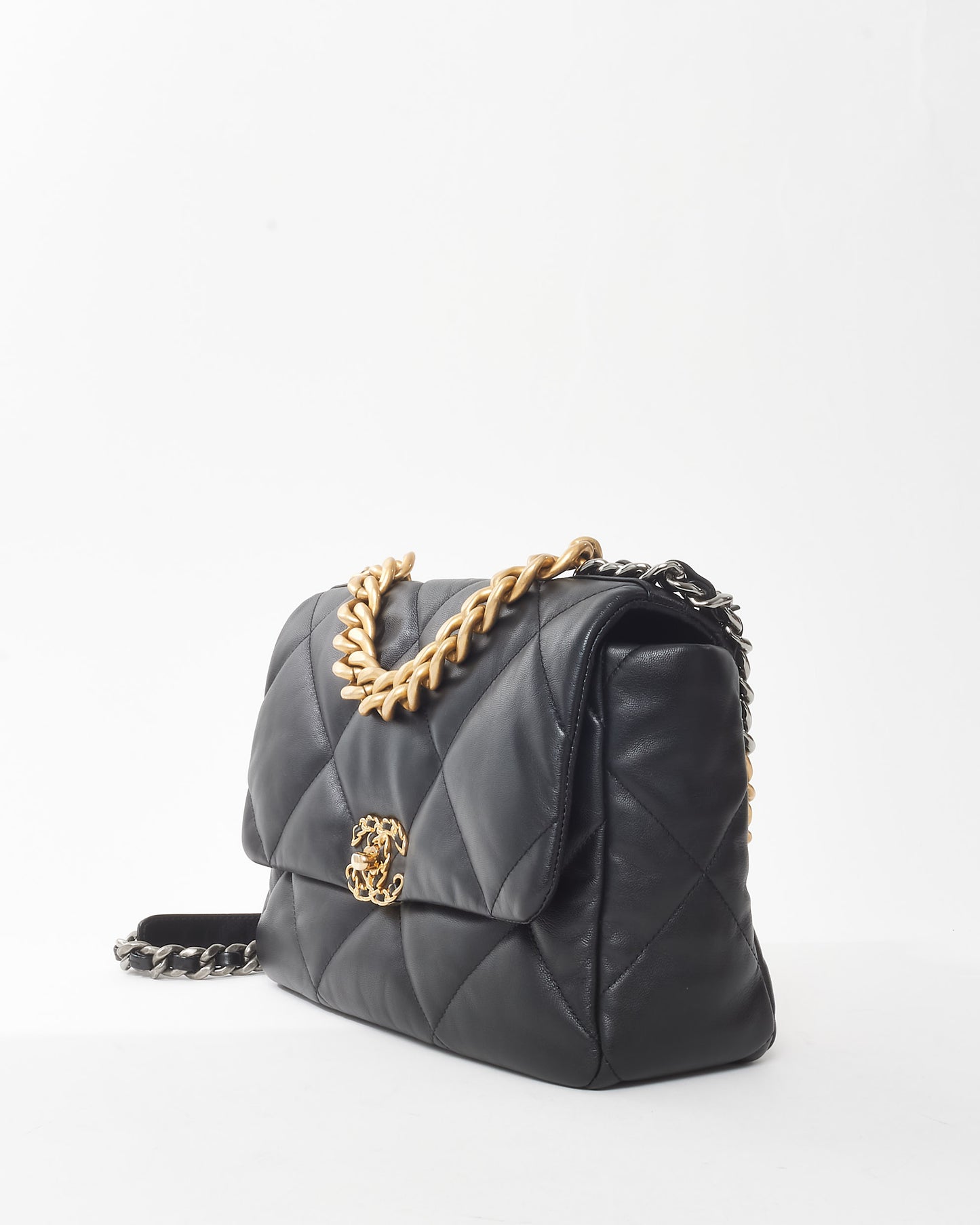 Chanel Black Lambskin Leather Medium Chanel 19 Bag