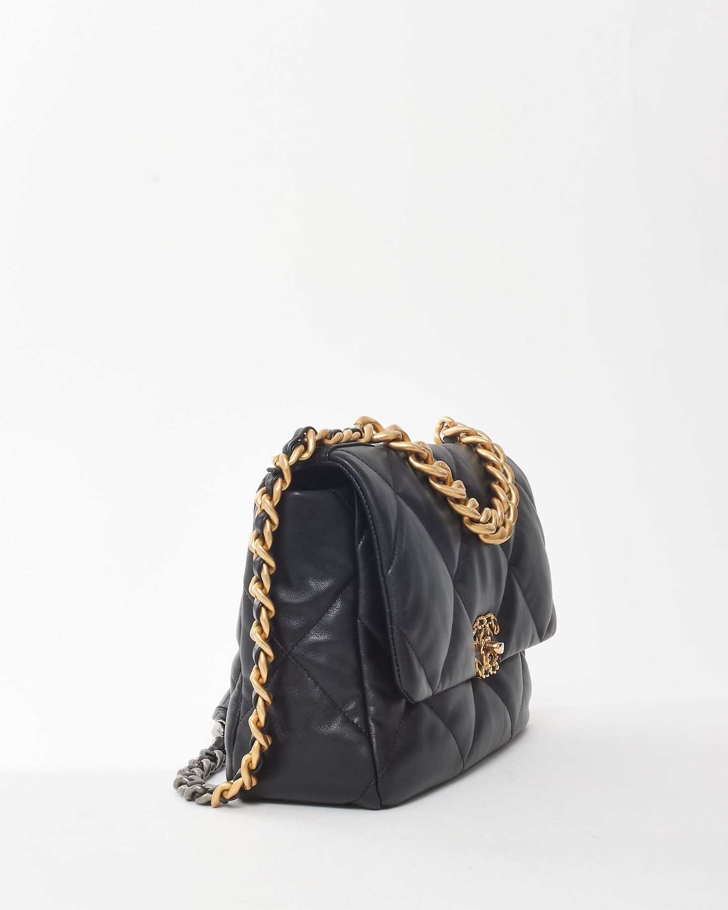 Chanel Black Lambskin Leather Medium Chanel 19 Bag