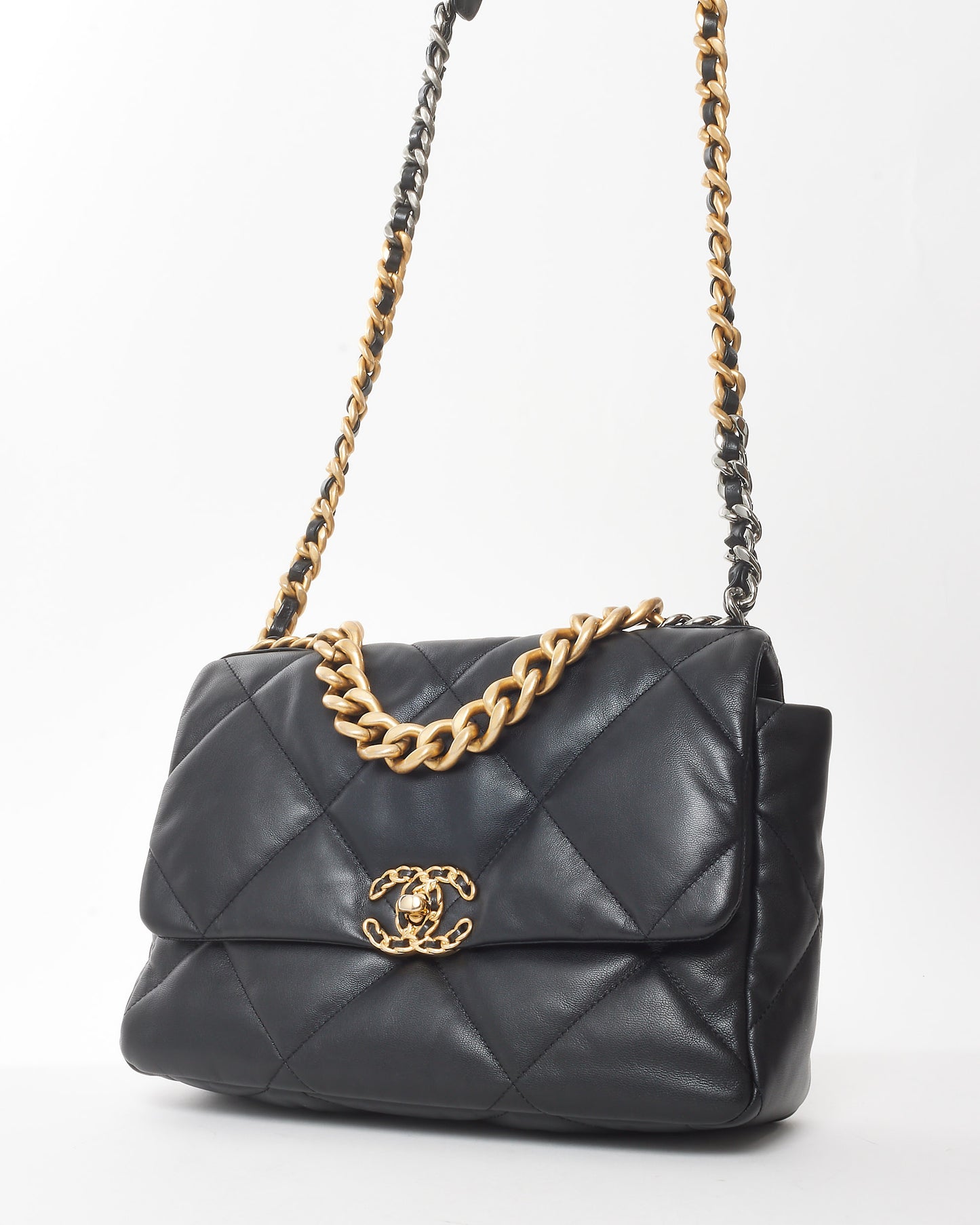 Chanel Black Lambskin Leather Medium Chanel 19 Bag