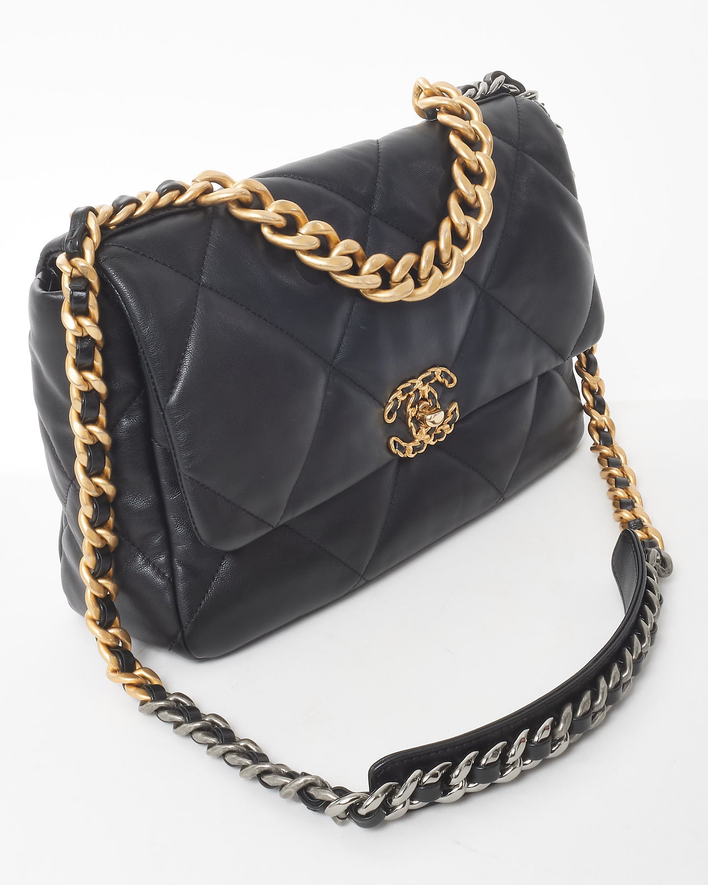 Chanel Black Lambskin Leather Medium Chanel 19 Bag