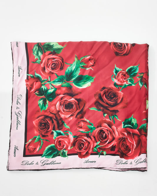 Dolce 
Gabbana Red Roses Silk Scarf