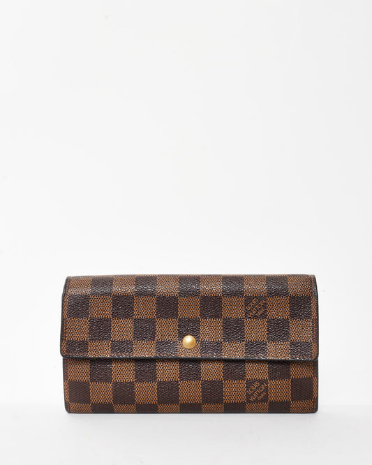 Louis Vuitton Damier Ebene Coated Canvas Flap Sarah Wallet