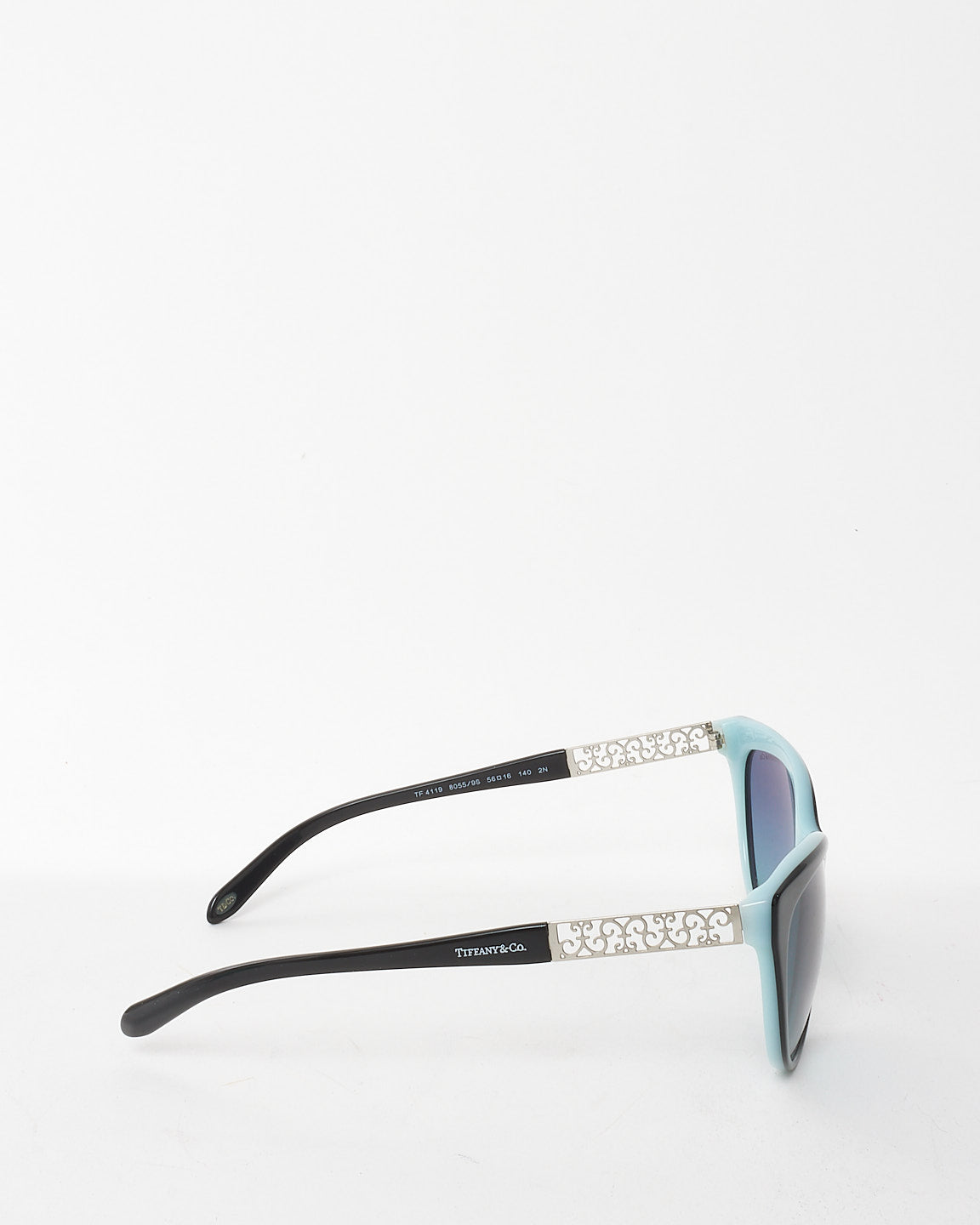 Tiffany 
Co. Black Acetate TF4119 Metal Swirl Detail Sunglasses