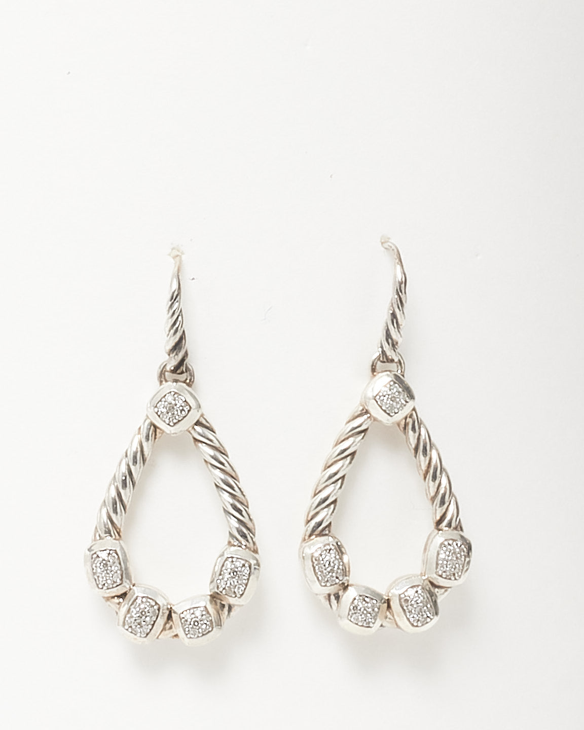 David Yurman Twisted Cable 
Pavé Teardrop Earrings