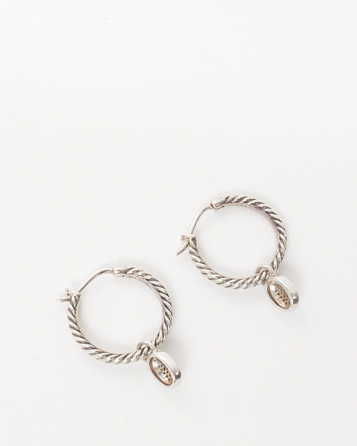 David Yurman Twisted Cable 
Oval Pavé Pendant Hoop Earrings